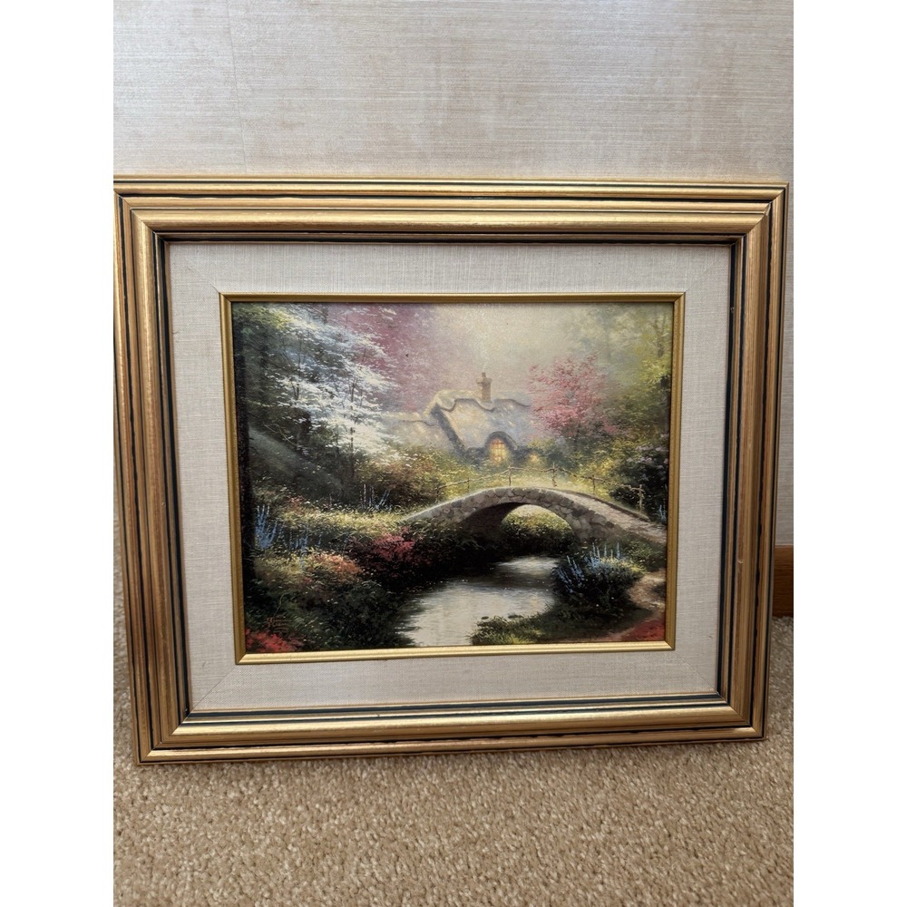 Thomas‎ Kinkade Garden of Prayer Framed Art Print 1997 Vintage Cottage Decor